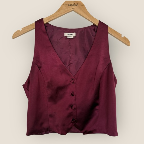 Jason Wu | Burgundy Satin Vest Top | Size S - Picture 1 of 12